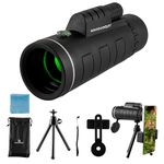 Naviscinest 40x60 Monocular Telescope with Smartphone Adapter, High Powered BAK4 Prism FMC Monocular for Kids & Adults, Compact Low Light Vision Telescope for Wildlife, Camping, Travel & Outdoor