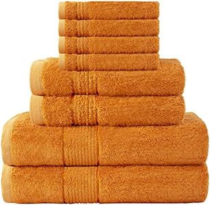 Raymond Clarke 8-Piece Bamboo Cotton 600 GSM Luxury Bath Towel Set for Bathroom, Two Bath Towels, Two Hand Towels & Four Washcloths (Orange)