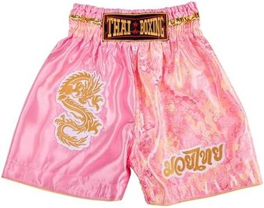 MUAY NATION Dragon Muay Thai Shorts for Kids (US, Age, 9 Years, 12 Years, Pink)