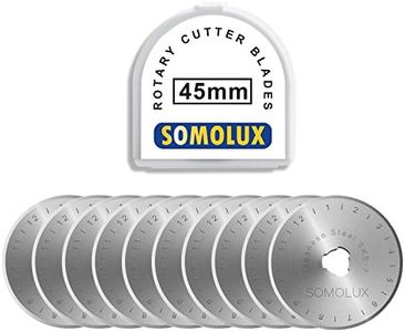 SOMOLUX Rotary Cutter Blades 45mm 10 Pack Refill Fits OLFA,DAFA,Truecut Replacement, Quilting Scrapbooking Sewing Arts Crafts,Sharp and Durable