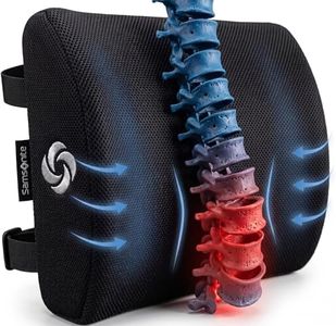 Samsonite SA5243 - Ergonomic Lumbar Support Pillow - Helps Relieve Lower Back Pain - 100% Pure Memory Foam - Improves Posture - Fits Most Seats - Breathable Mesh - Washable Cover - Adjustable Strap