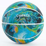 Chance Premium Design Printed Rubber Outdoor & Indoor Basketball, Size 7 Men's Official 29.5 inch, UNI Multi Color