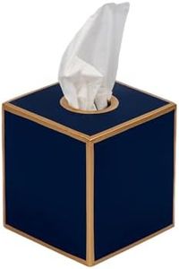 Jaye's Studio Tissue Box Cover Square, Indigo Blue Metal Gold Cube Holder