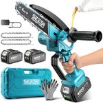 SEESII Mini Chainsaw Cordless 6 Inch with 2×4000mAh Batteries, Electric Saws for Tree Branches, Battery Powered Handheld Small Chain Saws for Limb Trimming Cutting,Gift for Men Dad Husband
