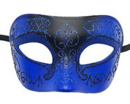 Coolwife Mens Masquerade Mask Venetian Halloween Costume Mardi Gras Party Mask (A Blue-Black)