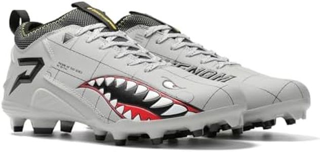 Phenom Elite Warhawk Football Cleats Quantum Speed 2.0 | SprintSense Traction | Lightweight Men’s Football Cleats | Air Raid Series | Gray Shark Teeth Design (Gray, US Footwear Size System, Adult, Men, Numeric, Medium, 12.5)