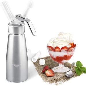 ZOEMO Professional Whipped Cream Dispenser 250ml (N2O Cartriges NOT INCLUDED) - Cream Whipper With Sturdy Aluminum Body And Head - Half Pint Whipper Creates 2-3 Pints of Fresh Whip Cream