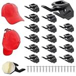 BELLE VOUS 16 Pack of Black Self-Adhesive Hat Hooks - Wall-Mounted Display Holders for Baseball Caps & Hats - Minimalist No Drilling Strong Organiser Rack for Bedroom Wall, Door, Closet or Office