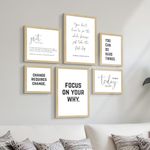 ArtX Motivational Quotes Wall Frames For Home Decoration, Inspiring Quotes For Home, Office Decoration Items and Study Room Decor, Multicolor Framed Posters, Multi Size, Set of 6