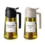 TrendPlain - 16oz Olive Oil Dispenser for Kitchen - 2 in 1 Olive Oil Dispenser and Oil Sprayer - Olive Oil Dispenser Bottle w/Stickers - Olive Oil Sprayer for Cooking 2Pcs Black&White (Light Blockage)