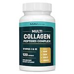 Multi Collagen Peptides | Types I & III Hydrolyzed Collagen Powder Capsules | Joint Pain Relief Supplements for Women & Men | 3,000MG Per Serving | Total Body Anti-Aging Support | Non-GMO | 120 Pills