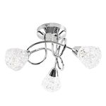 MiniSun Modern 3 Way Crossover Silver Chrome Ceiling Light with Diamond Effect Glass Shades