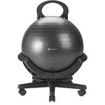 Gaiam Ultimate Balance Ball Chair - Premium Exercise Stability Yoga Ball Ergonomic Chair for Home and Office Desk with Reinforced Base, Air Pump, Exercise Guide, Black