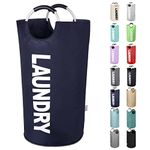 SweetMemo 115L Extra Large Laundry Basket Collapsible Laundry Hamper Tall Clothes Baskets Folding Washing Bin Foldable Fabric Hamper Bags for Bedroom, Closet, Bathroom, College (Navy Blue, XL)