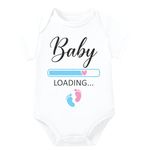 Lillypupp Baby Loading Funny Pregnancy Announcement Gift For Family And Friends| Parents To Be Couple Photoshoot Props romper. White