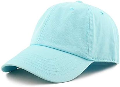 The HAT Depot Unisex Blank Washed Low Profile Cotton and Denim Baseball Cap Hat (Aqua)