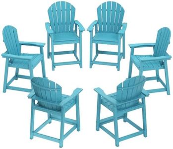 OTSUN Tall Modern Adirondack Chairs Set of 6, All Weather HDPE Bar Height Adirondack Stools Widened Durable Design for Porch Patio Yard Lawn Fire Pit Bistro Basement Indoors & Outdoors