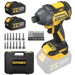 GoYwato 21V Cordless Impact Driver - 1/4" Hex Chuck Power Impact Drivers w/Brushless Motor & 2 x 4.0Ah Battery & Carry Case & Sockets & Screwdriver Bits - Impac Driver for Home Repair DIY Projects