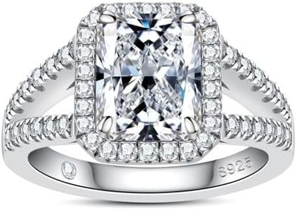 AnuClub Radiant Cut Moissanite Engagement Rings 3.576cttw(3CT Center Stone) D Color VVS1 925 Sterling Silver Halo Wedding Promise Anniversary Ring for Women With Certificate Size 9