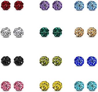 JewelrieShop Rhinestone Crystal Ball Stud Earrings Fireball Stud Earrings Birthstone Stud Earrings Assorted Colors Set Unisex (01.12 Pairs, 4mm)
