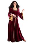 Disney's Tangled Adult Mother Gothel Costume, Dark Red Renaissance Fair Dress Halloween Outfit X-Large