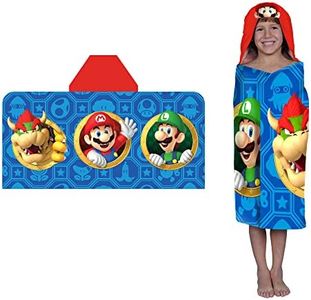 Super Mario - Set di asciugamani da bagno, piscina/spiaggia, in morbido cotone con cappuccio, 61 x 127 cm (prodotto ufficiale Nickelodeon) di Franco