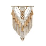 HARWAVE Boho Macrame Wall Hanging & Wall Decor, Cotton Handmade Tapestry with Tassel, Woven Macrame Wall Art for Decorating Bedroom Living Room Apartment Nursery (Brown)