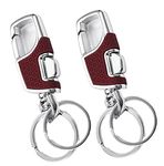 Stealodeal Premium Red Double Ring Metallic Hook Locking Anti Rust Key Chain for Car/Bike/Home/Office Keys (PACK OF 2)