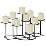 NiceAI Candle Holders for Pillar Candles Improved Modern Fireplace Candelabra Wedding Decoration Candle Stands for Flameless Candles Table Centerpiece Candlesticks Sturdy Iron Pack of 9 Black