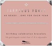 Lucky Feather 40th Birthday Gifts for Women, Sterling Silver Dipped Beads Bracelet on Adjustable 7"- 8" Cord - Perfect 40th Birthday Gift Ideas for Her (silver-plated-base)