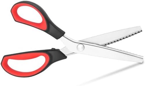 Asdirne Left Pinking Shears, Professional Zigzag Scissors, Pinking Shears with Rubber Handles and Ultra Sharp Blade, Ideal for Many Types of Fabrics, 24 cm, Red/Black
