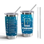 Pastor Gift Pastor 20oz Tumblers with Lid and Straw Appreciation Gifts for Pastor Vacuum Insulated Tumbler Religious Gifts Pastor Coffee Mug (Tumbler-PASTOR book)