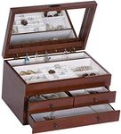 Mele & Co. Fairhaven Wooden Jewelry Box with Floral Marquetry Motif (Walnut Finish)