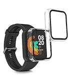 kwmobile Cover Comaptible with Xiaomi Mi Watch Lite/Redmi Watch Covers - 2x Tempered Glass with Plastic Frame - Transparent