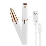 VOMINN Eyebrow Trimmer for Women - 2 in 1 Facial Hair Remover with Replaceable Heads, Professional Hair Removal Razor, Indicator Lights, Portable and Effective (White)