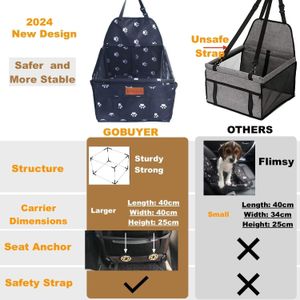 GOBUYER Waterproof Pet Car Seat Booster Box with Harness, Black 40x40cm