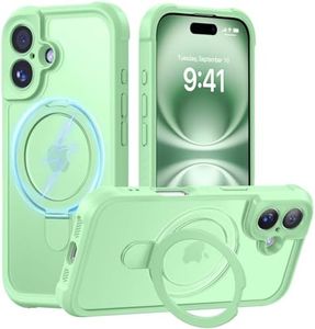 MOCCA Design for iPhone 16 Case with Magnetic Invisible Stand [Full Camera Protection] [Compatible with Magsafe] Military Drop Shockproof Translucent Matte Phone Case Cover 6.1",Matcha Green