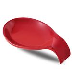 Roll Over Image to Zoom in Nihow Ceramic Spoon Rest: 4 Inch Stable Utensil Rest - Heat Resistant Spoon Holder for Kitchen Counter/Countertop/Stove Top - Dishwasher Safe - Elegant Red (1 PC)