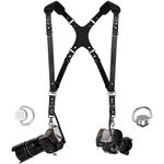 C Coiro Camera Harness for 2 Cameras – Dual Shoulder Leather Camera Strap – Double Camera Harness for DSLR/SLR, Black, Adjustable