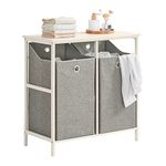 SoBuy Laundry Cabinet Laundry Chest with 2 Removable Laundry Baskets, Bathroom Storage Shelf Rack BZR57-W