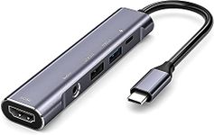 USB C Hub for iPad Pro 2020 2018 12.9/11 inch, RREAKA 5 in1 USB C to HDMI Adapter, with 4k HDMI, USB 3.0, PD, USB C to 3.5mm,for iPad Air 4, MacBook Pro, Samsung and More