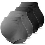 SUNNYBUY Women's Maternity High Waist Underwear Pregnancy Seamless Soft Hipster Panties Over Bump, 2black 2dgrey-4pk, Medium