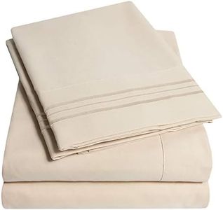 1500 Supreme Collection Extra Deep Pocket Sheets Set - Luxury Soft Bed Sheets, Wrinkle Free, Bedding, Over 40 Colors, 21 inch Extra Deep Pocket, Queen, Beige