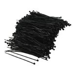 sourcing map 1000 Pack Black Plastic Cable Zip Tie Fasten Wrap for Home Office Garage 80mm x 2mm