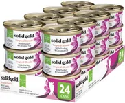 Solid Gold Wet Cat Food Pate for Adult & Senior Cats - Real Turkey & Coconut Oil - Tropical Blendz Grain Free Wet Cat Food for Healthy Digestion, Skin, Coat & Sensitive Stomach - 24ct/3oz Can