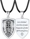 FaithHeart Sterling Silver Saint Michael/Christopher Necklace for Men Women, St michael the Archangel Christian Protection Medal Pendant with Stainless Steel/Leather Chain Religious Amulet Gifts with Box