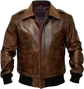 Classic Leather Jacket Men-Bomber Jacket-A-2 Aviator-Flight Military-Pilot Bomber-Brown Jacket-Leather Jacket (XX-Large)