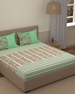 Portico New York Super King Size Super Soft Cotton Bedsheet with 2 Pillow Covers - Multicolour; 100% Cotton Mercerized