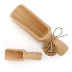 Wooden Scoop(5.5"+3")1Big 1Small bath salt scoop Natural Beech Wood Scoop for Flour, Bath Salt, Sugar, Cereal, Coffee and More - Multipurpose Wooden Spoon