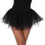 Running Tutu Skirt Fancy Dress 1980s Hen Party Dance Extra Fluffy 5 Layers Plus Size (Black)